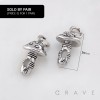 PAIR OF BURNISH MAGICAL MUSHROOM 316L SURGICAL STEEL EARRING